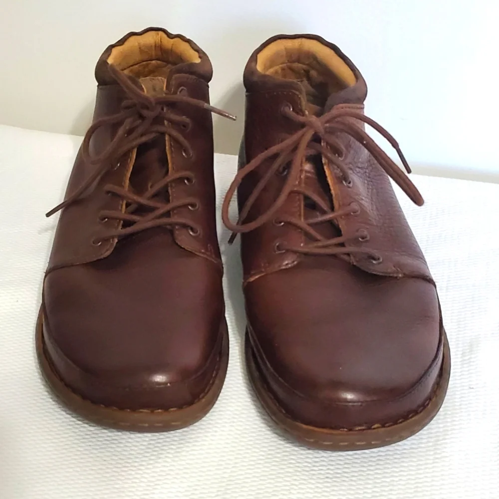 BORN Nigl Lace Up Ankle Boots Dark Bown Leather Combo Men's Size 11